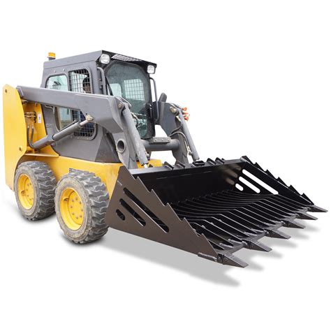 72 rock bucket skeleton loader w teeth skid steer|72 skid steer rock bucket.